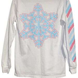 Unisex White and Blue Jeffree Star Snowflake Long Sleeve Shirt